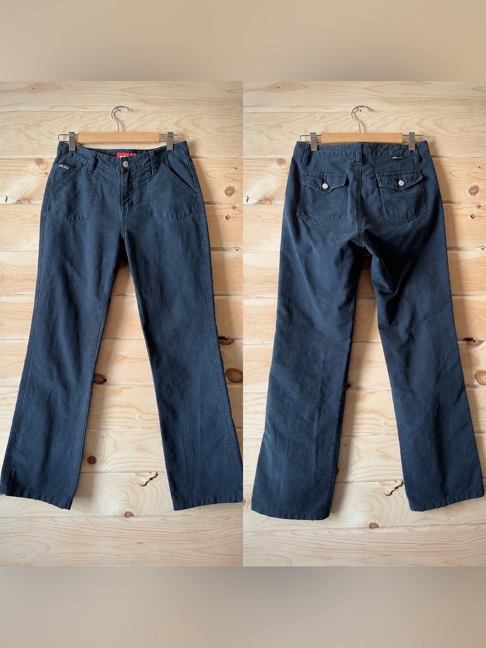 UNIONBAY Vintage Y2K Dark Navy Twill Flap Pocket Utility Flare Pants Jr 9